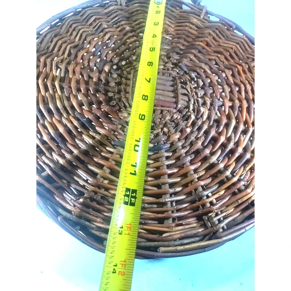 Wall Rattan Wicker Half Moon Basket Handle Plant Storage